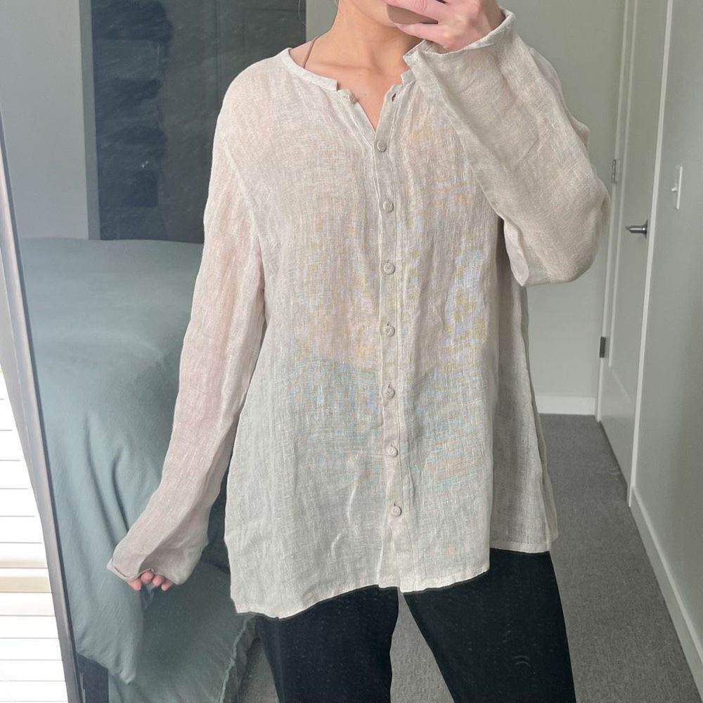 Eileen Fisher 100% Linen Top Size M